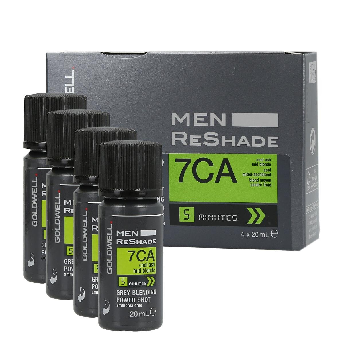 Goldwell Maskowanie złota Well for Men reshade Szary do włosów 7 CA CFM 4 Shots X 20 ML, 1er Pack (1 X 80 ML) 4021609140085