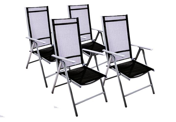 Garthen Komplet 4 krzesła aluminiowe Garth rozkładane ogrodowe czarne