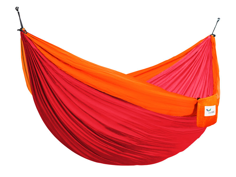 Hamak turystyczny dwuosobowy VIVERE Parachute, czerwono-pomarańczowy, 330x180 cm