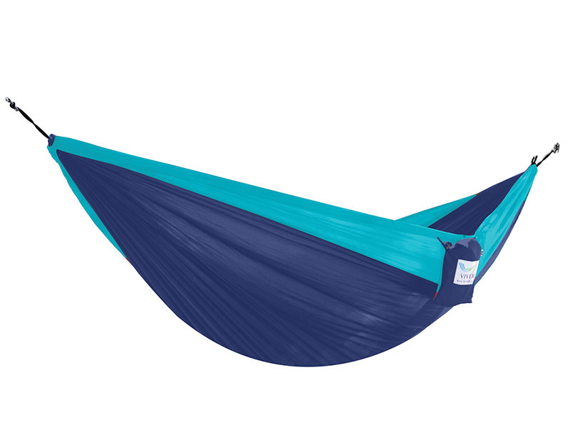 Hamak turystyczny dwuosobowy VIVERE Parachute, granatowo-niebieski, 330x180 cm