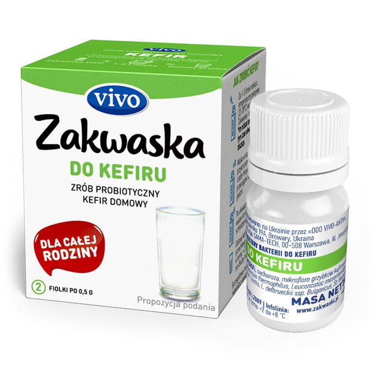 Vivo ZAKWASKI Kefir domowy żywe kultury bakterii probiotyk opakowanie 2 x 0,5g ZAKWASKI