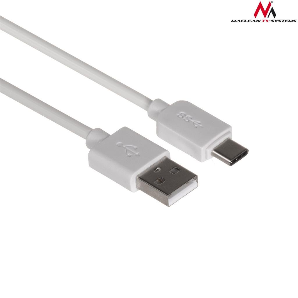 Maclean mctv-831 USB przewód przewód przyłączeniowy C-wtyczka na wtyk A kablem Super Speed 1 m, biały MCTV-831