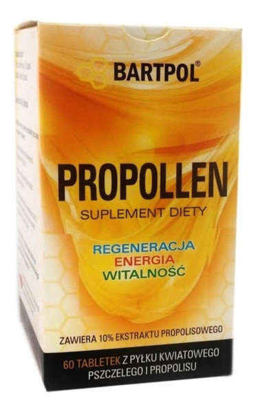 Bartpol BARTPOL PROPOLLEN 60 TAB. TABLETKI Z PYŁKIEM KWIATOWYM I PROPOLISEM BR146