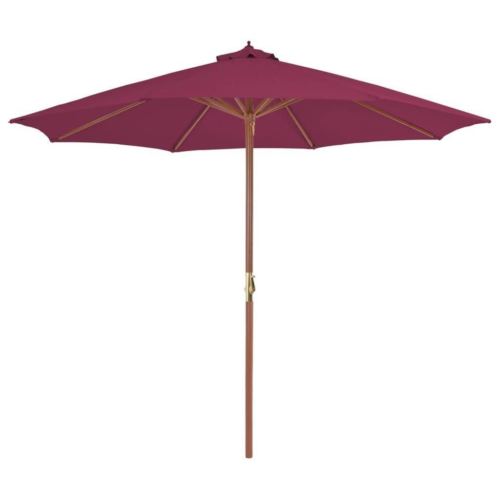 vidaXL Parasol ogrodowy na drewnianym słupku, 300 cm, bordowy vidaXL