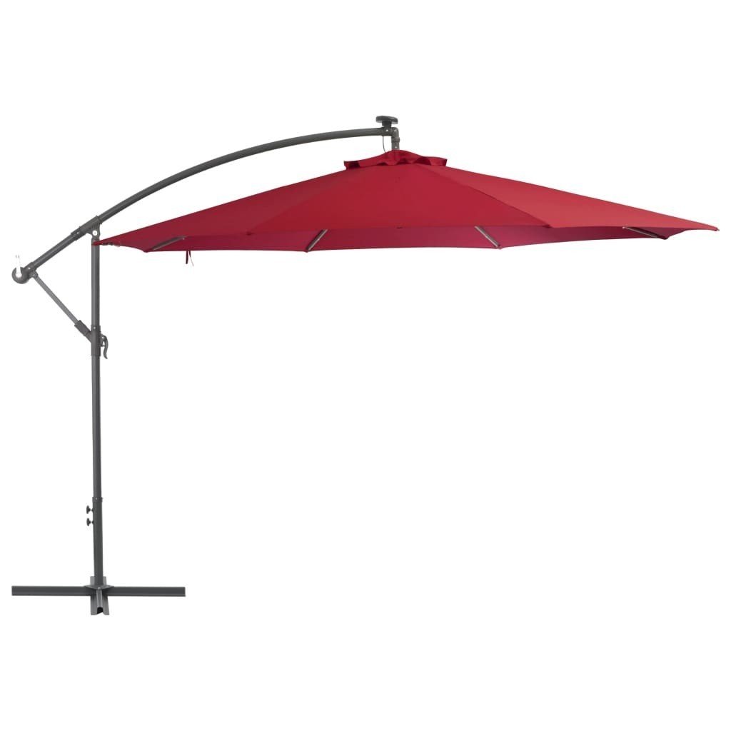vidaXL Wiszący parasol z aluminiowym słupkiem, 350 cm, bordowy