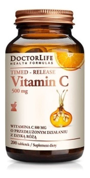Doctor Life Doctor Life Timed-Release Vitamin C witamina C 500mg z dziką różą suplement diety 200 tabletek