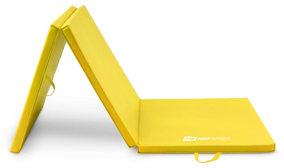 Hop-sport Materac gimnastyczny składany twardy 4cm - żółty