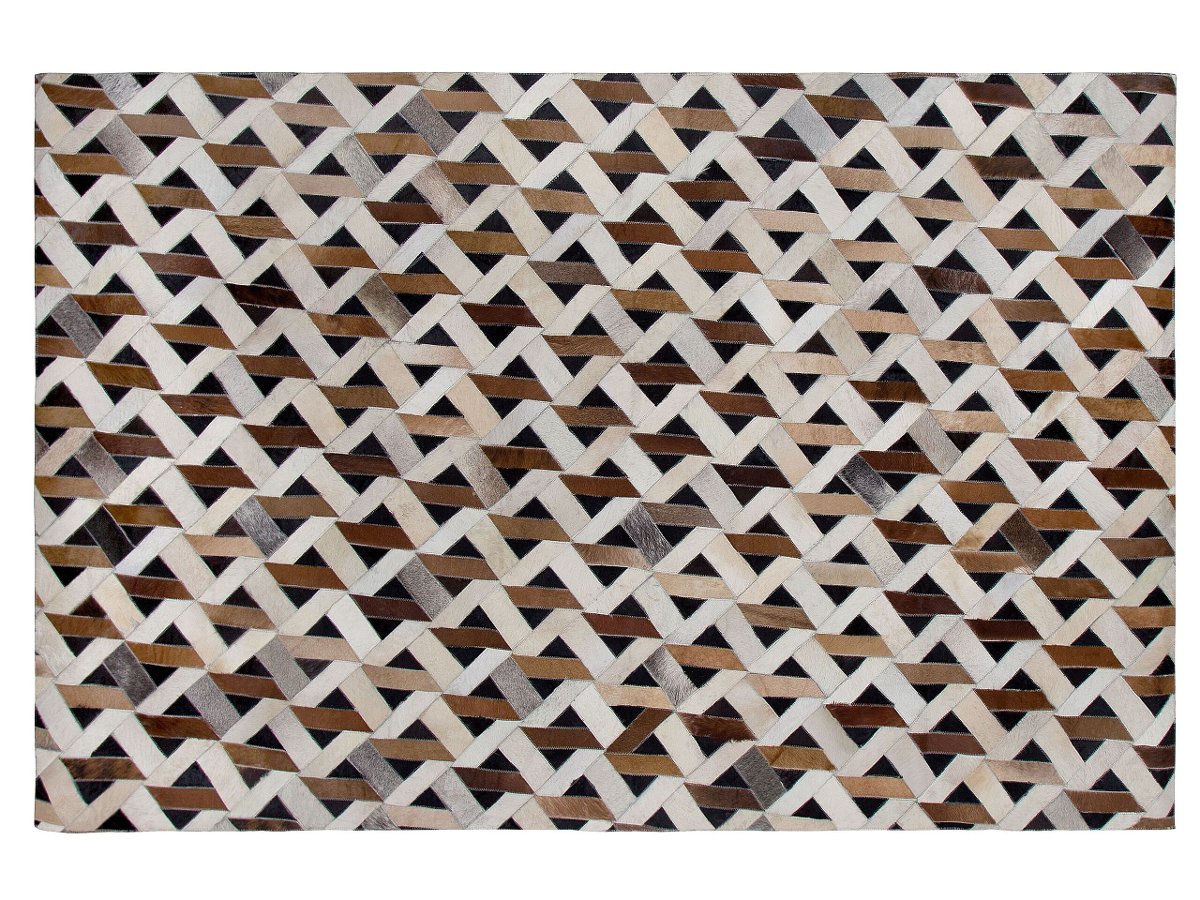 Beliani Dywan skórzany brązowy z szarym 160 x 230 cm TUGLU