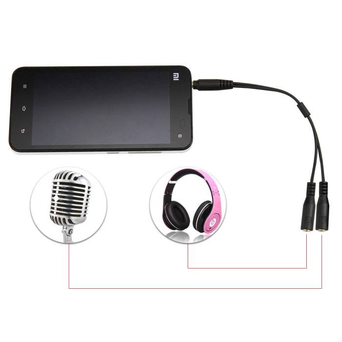 Kabel Smartfon na 2x Mini Jack 3.5mm Mikrofon