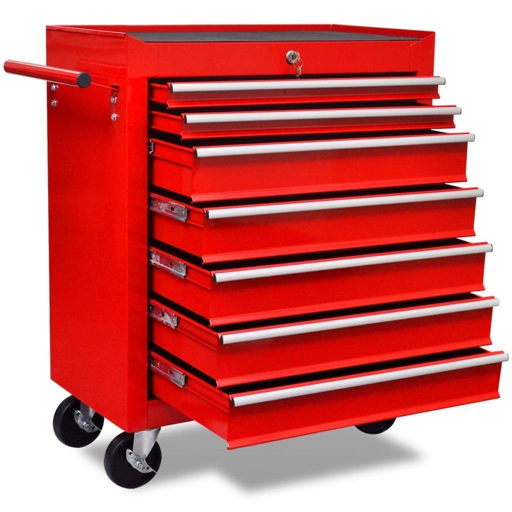 vidaXL vidaXL Czerwony wózek narzędziowy/warsztatowy z 7 szufladami