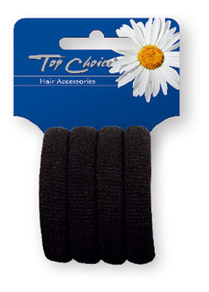 Top Choice, gumki do włosów czarne, 4 szt.