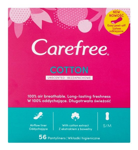 Carefree Wkładki higieniczne Cotton Extract 56 szt, 3574661486314