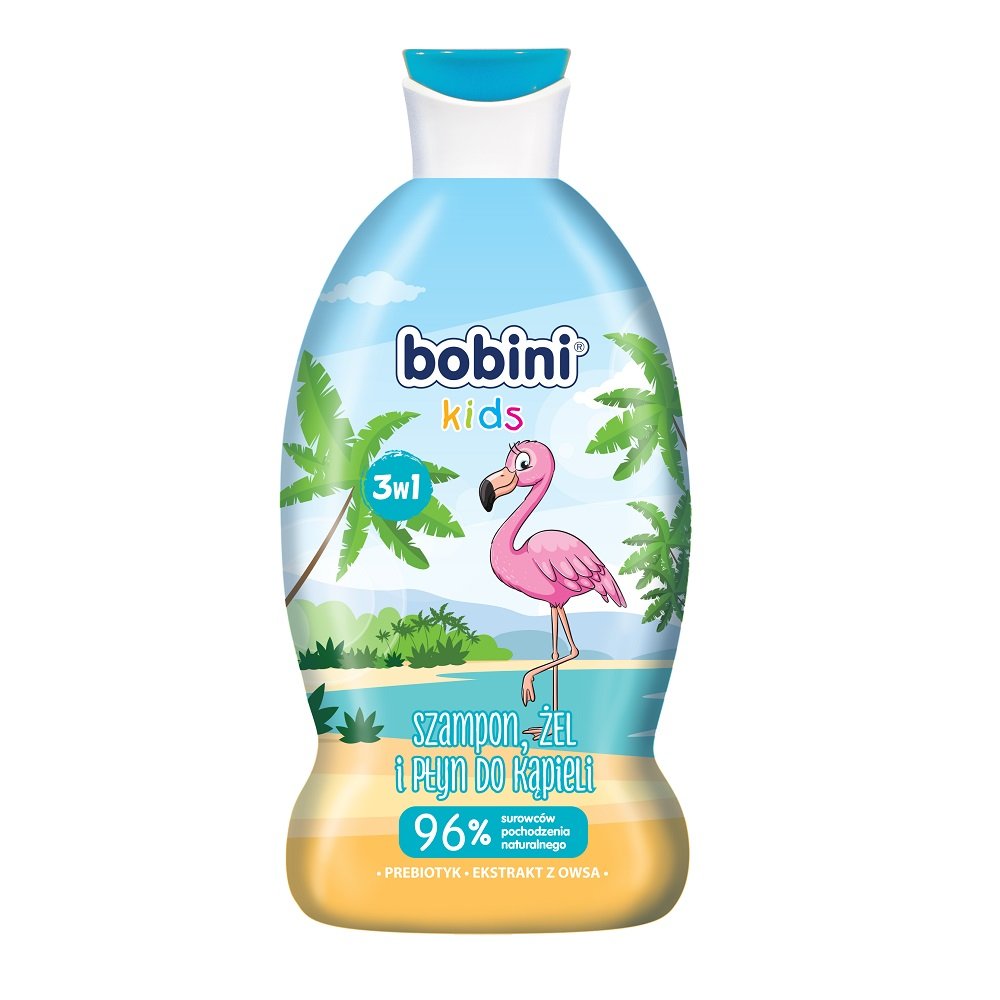 GLOBAL Szampon żel i płyn do kąpieli 3w1 Bobini musująca malina 330 ml