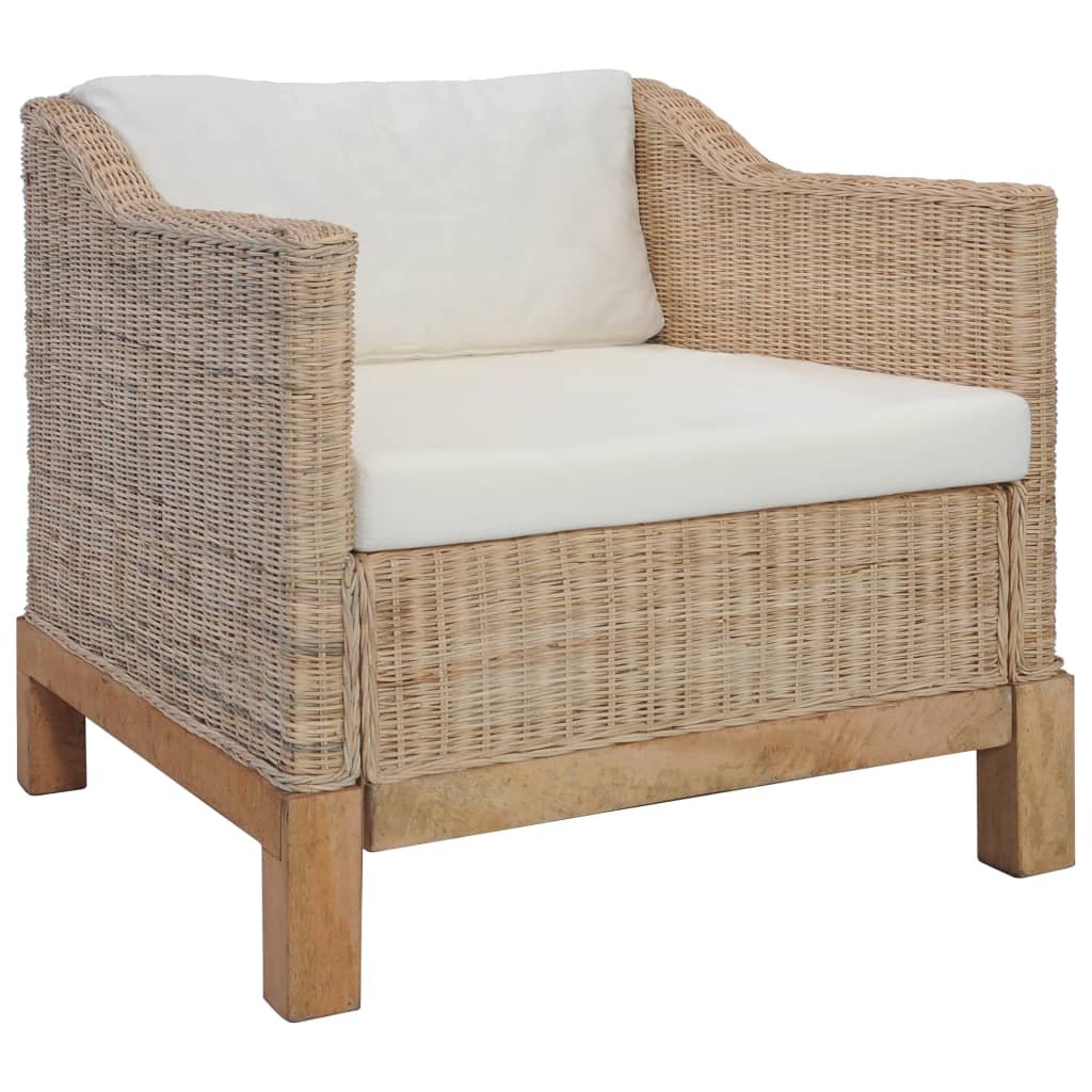 Zdjęcia - Sofa VidaXL Fotel z poduszkami, naturalny rattan Lumarko! 