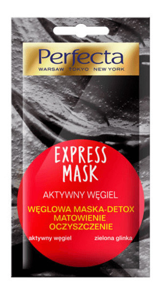 Perfecta Express Mask Aktywny Węgiel Węglowa maska detox na twarz, szyję , dekolt 8ml
