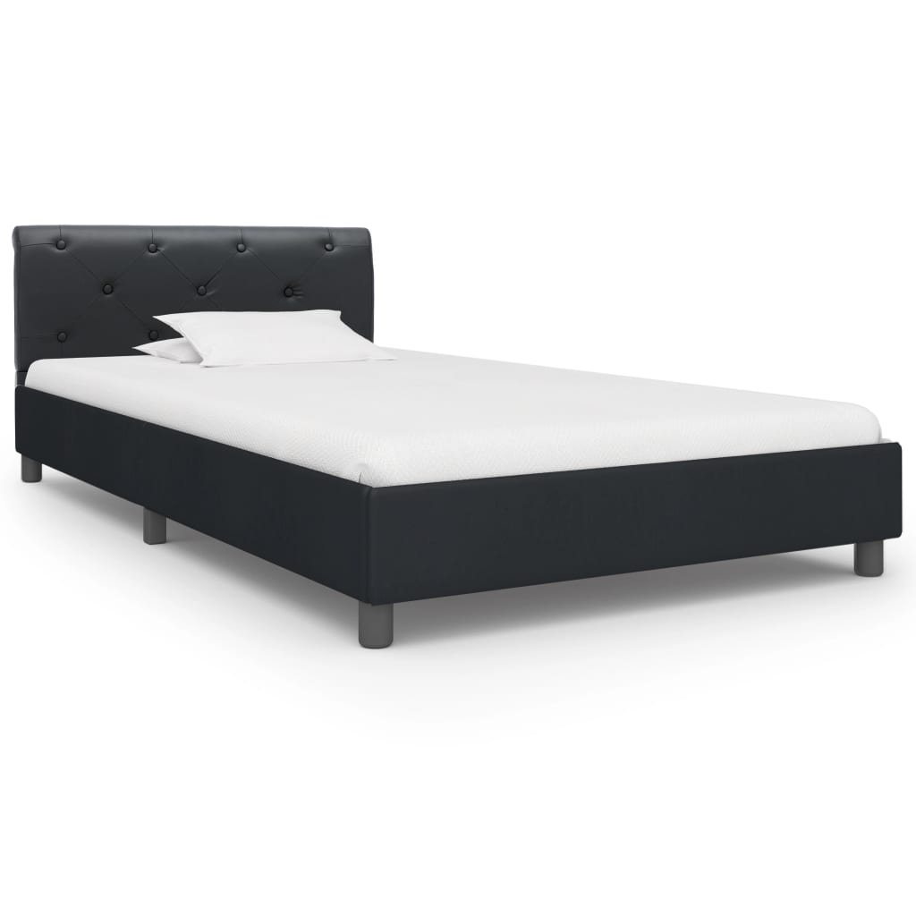 vidaXL Rama łóżka, czarna, sztuczna skóra, 100 x 200 cm