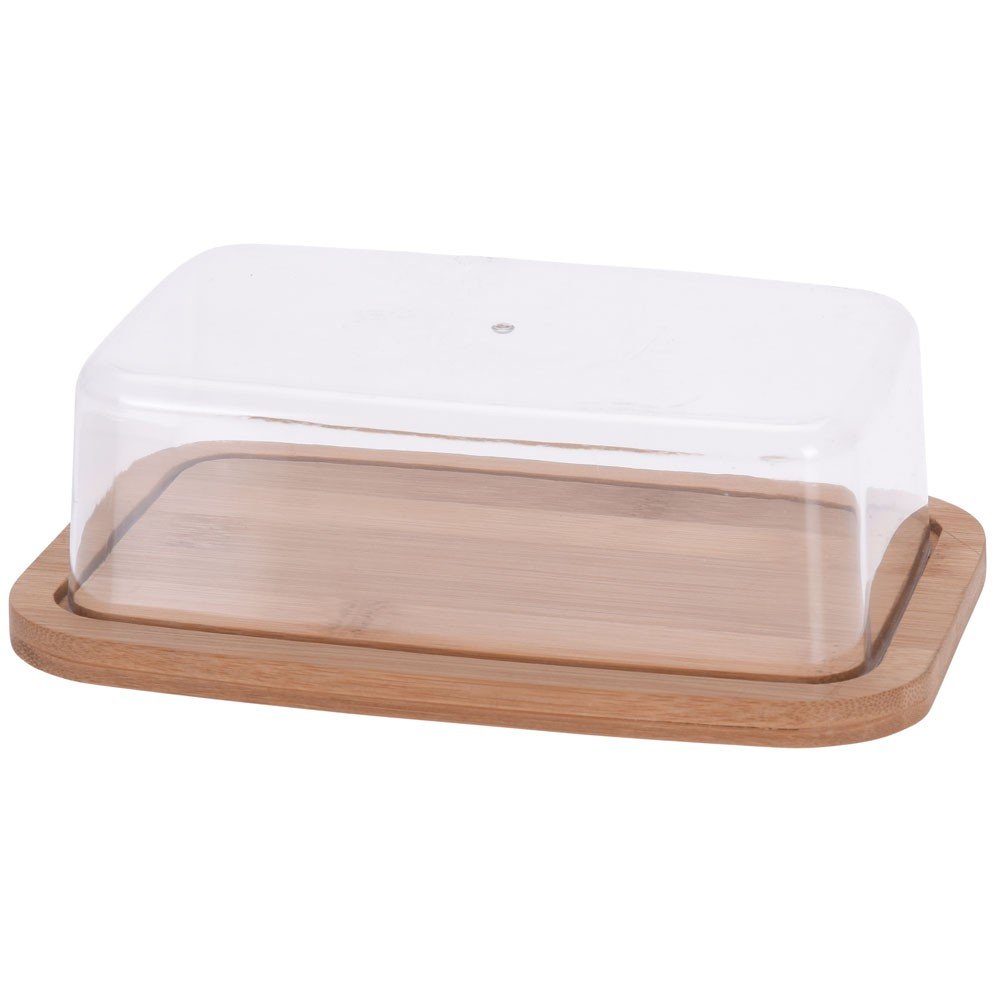 Excellent Houseware Maselnica MASELNICZKA bambusowa z przezroczystą pokrywką pojemnik na masło 150462