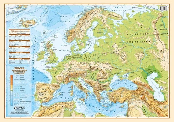 EkoGraf Podkładka na biurko - Mapa pol-fizyczna Europy