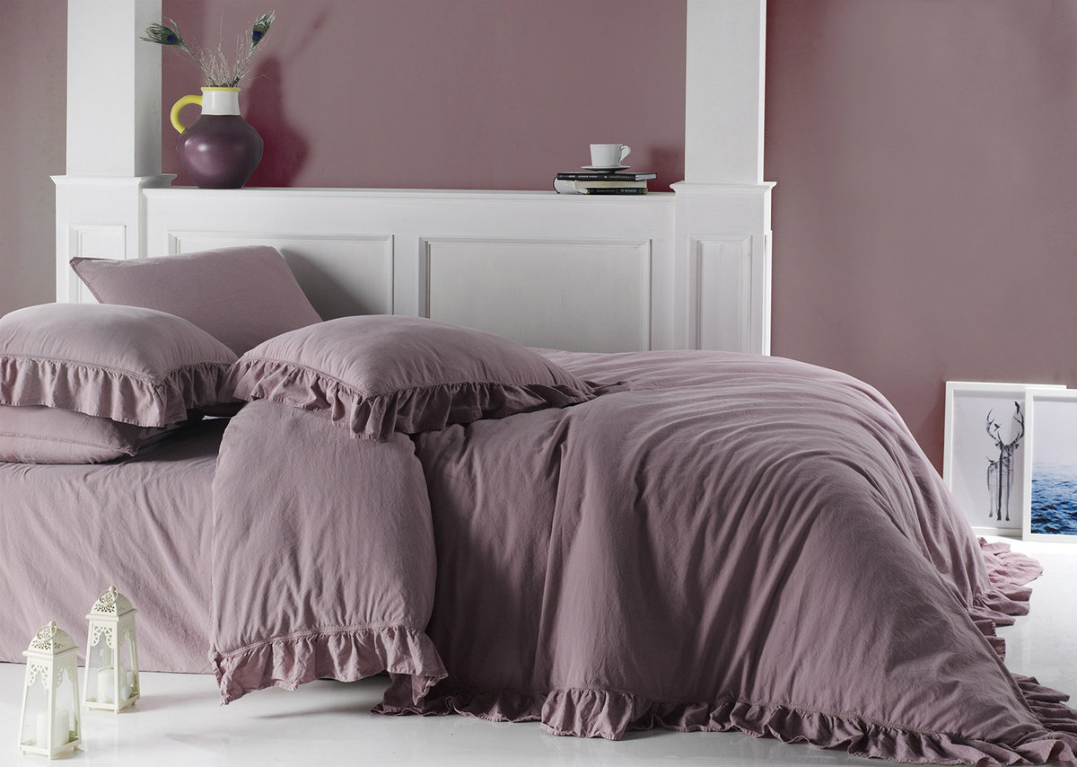 Darymex Pościel bawełniana z falbanami Pale Mauve 160x200 dx-160-psc-pmv-01