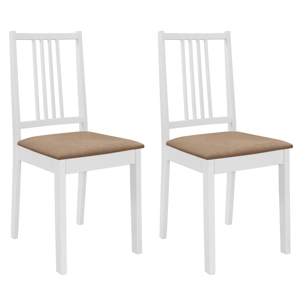 vidaXL Krzesła z poduszkami, 2 szt., białe, lite drewno kauczukowca