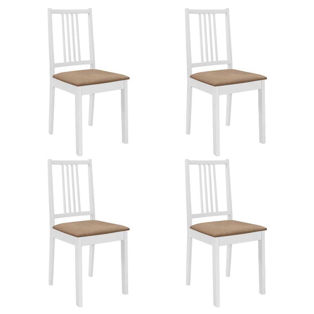 vidaXL Krzesła z poduszkami, 4 szt., białe, lite drewno kauczukowca