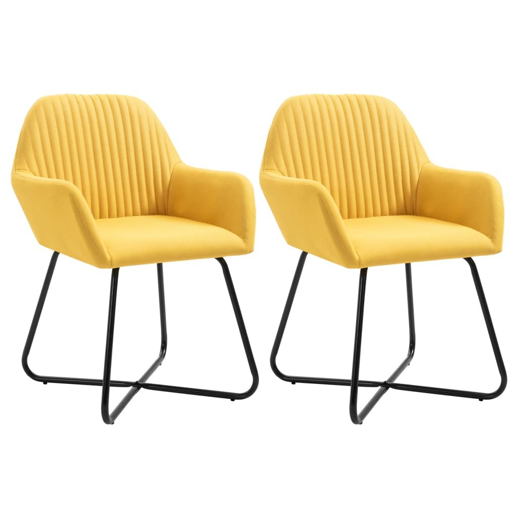 vidaXL Krzesła do jadalni, 2 szt., żółte, tapicerowane tkaniną