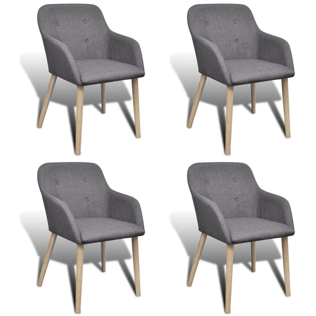 vidaXL Dębowy zestaw ciemnoszarych krzeseł 4 szt. z podłokietnikami