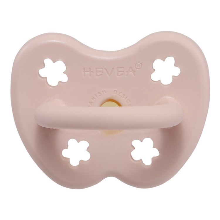 Hevea Powder Pink Kwiatki - 0-3 msc - Anatomiczny Smoczek Kauczukowy - Orthodontic -  Pudrowy Różowy - Hevea 214311
