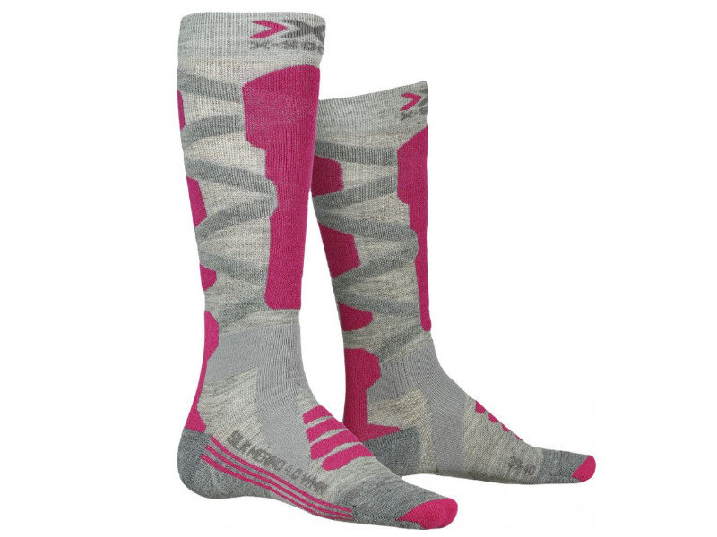 X-Socks, Skarpety narciarskie, Ski Silk Merino 4.0 2020, szaro-różowe, rozmiar 39-40
