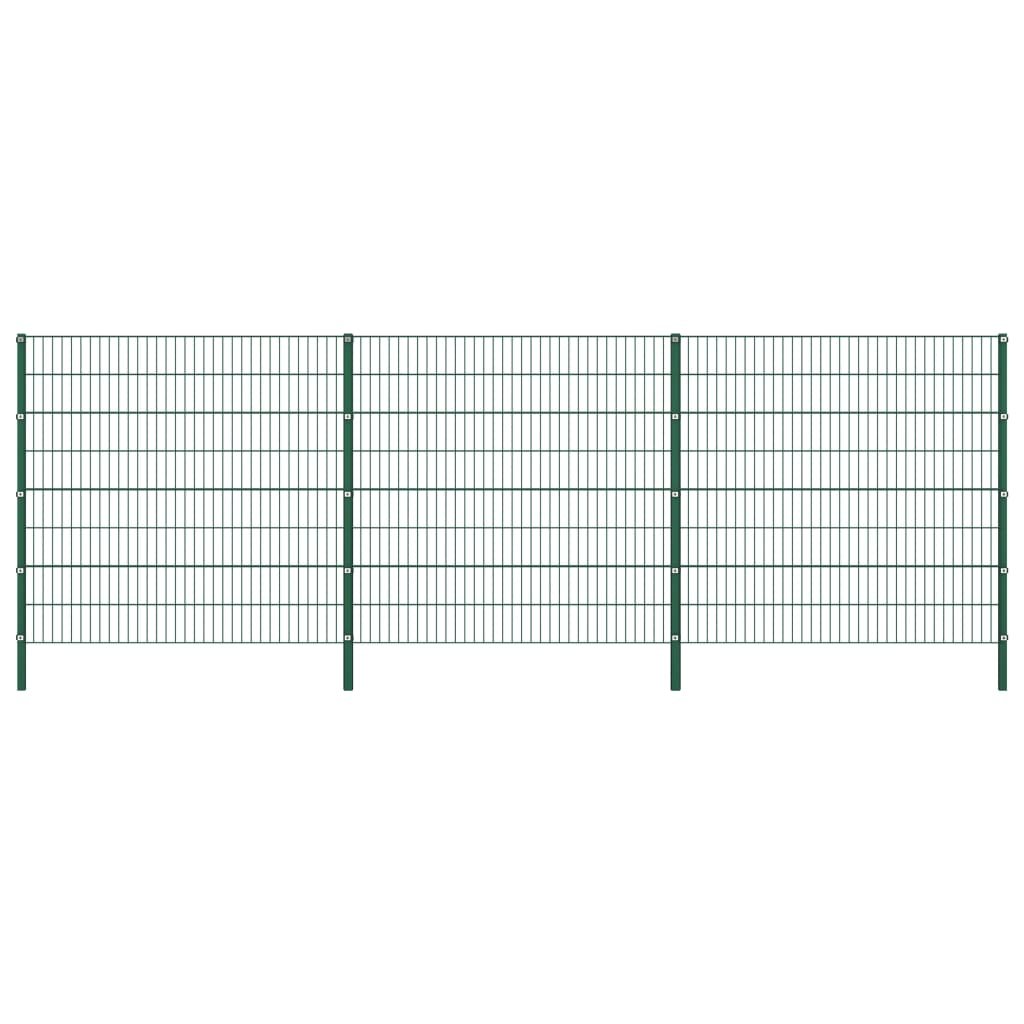GSTORE Panel ogrodzeniowy ze słupkami żelazny 5,1 x 1,6 m zielony GS-278672