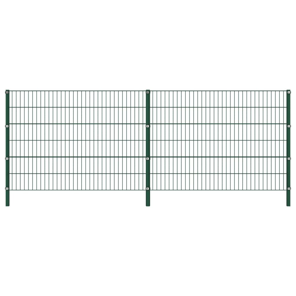 GSTORE Panel ogrodzeniowy ze słupkami żelazny 3,4 x 1,2 m zielony GS-278662