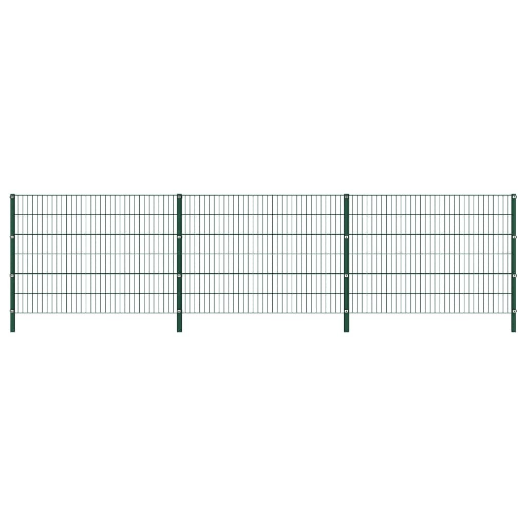 GSTORE Panel ogrodzeniowy ze słupkami żelazny 5,1 x 1,2 m zielony GS-278663