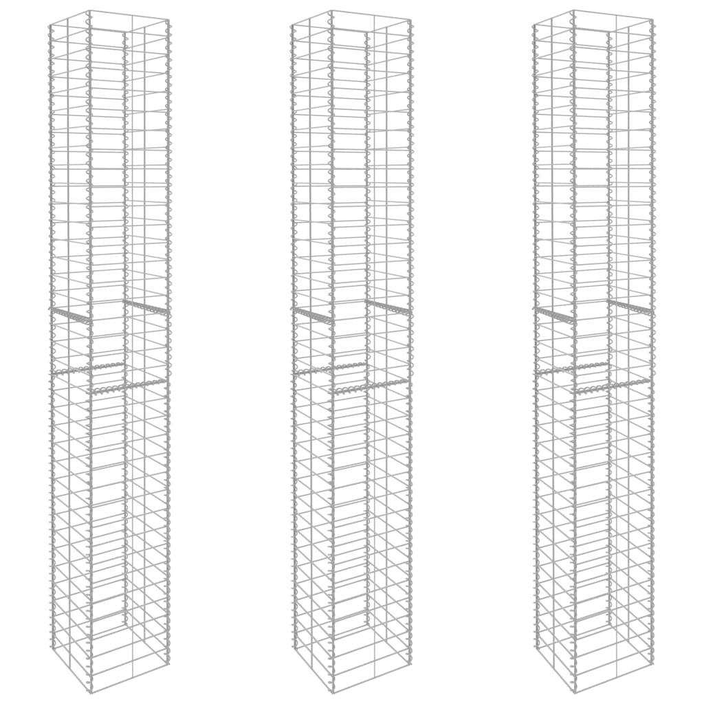 GSTORE Kosze gabionowe 3 szt. galwanizowana stal 25x25x197 cm GS-145088