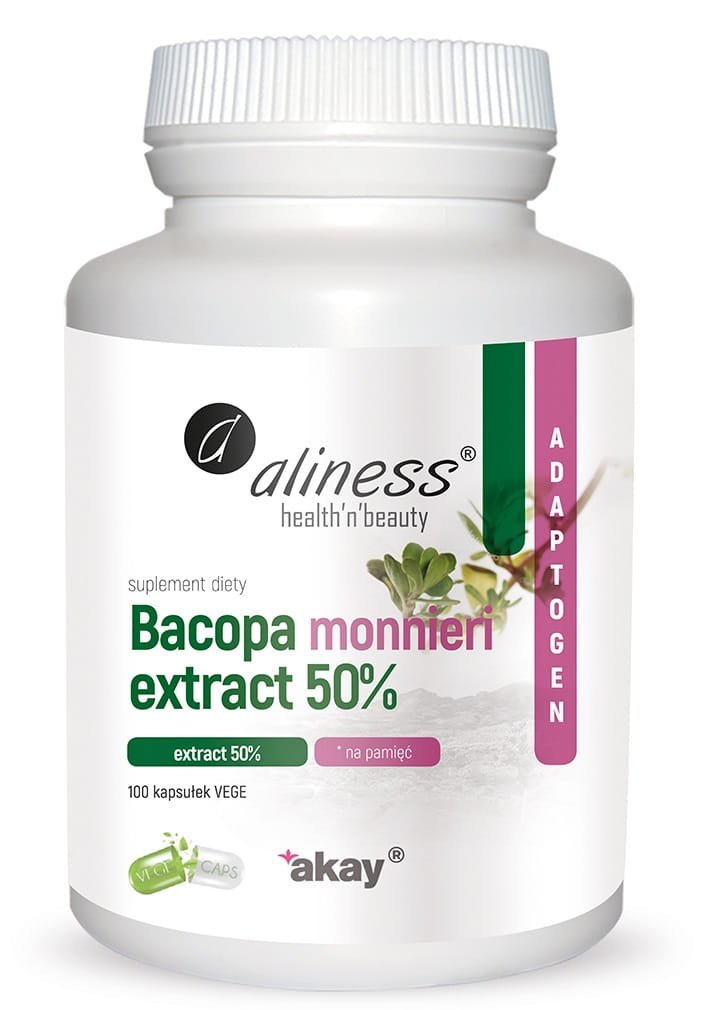 Aliness Bacopa monnieri extract 50%, 500 mg x 100 Vege Caps., 1F5D-535B2