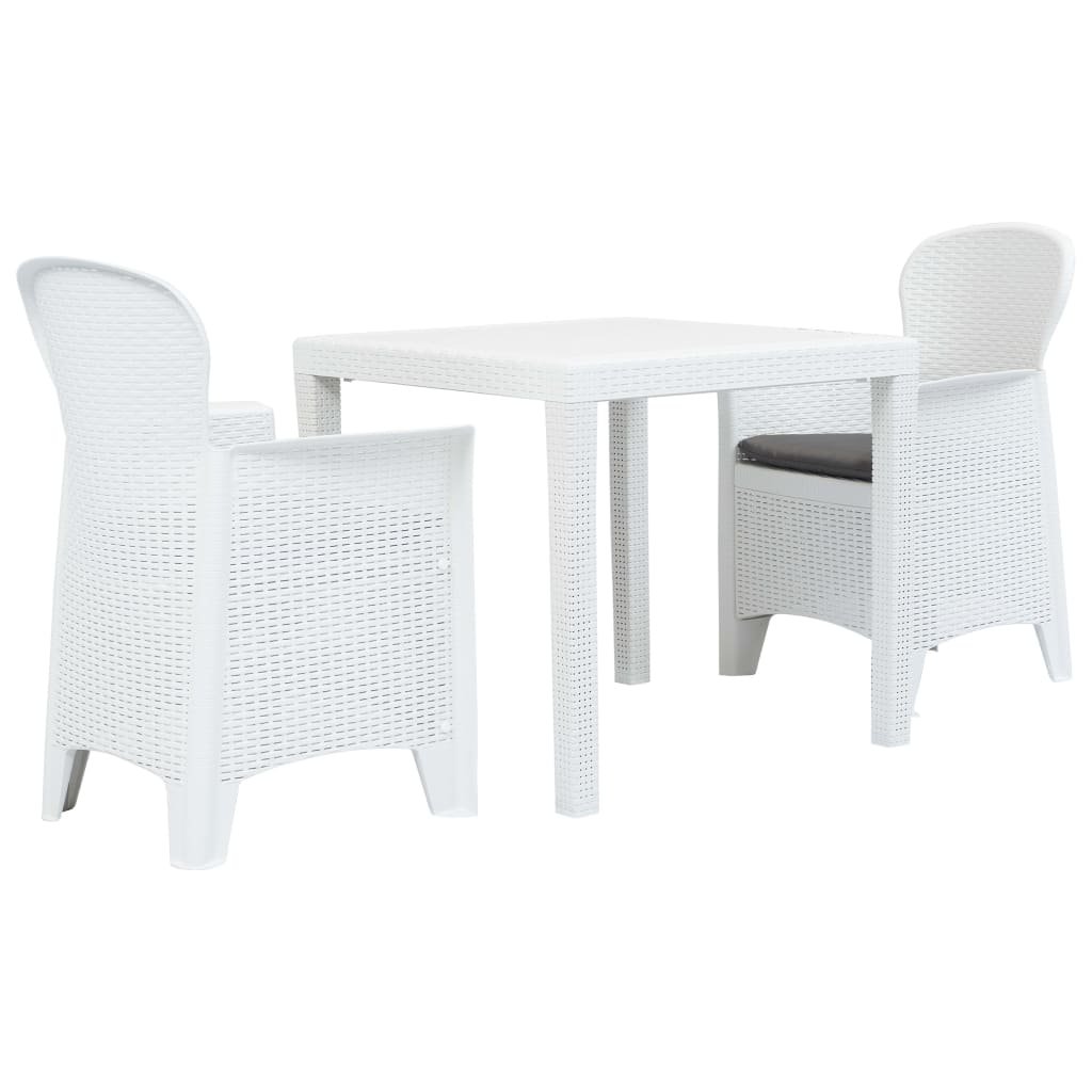 vidaXL 3 częściowy zestaw bistro biały stylizowany na rattan 276107 276107