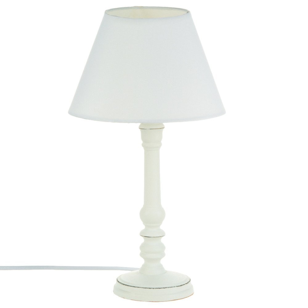 Vintage Atmosphera Lampa stojąca w stylu z drewnianą podstawką idealna na stolik nocny lub biurko B00U2MUWR2