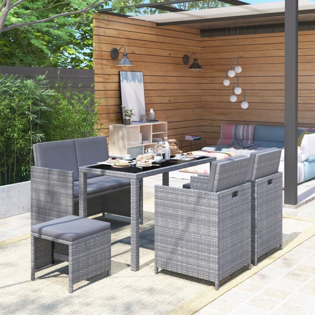 vidaXL 6-cz zestaw mebli ogrodowych z poduszkami rattan PE szary 43905