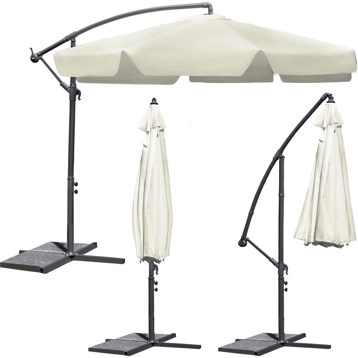 Plonos Parasol ogrodowy składany 6 segmentów beżowy  350cm 4221