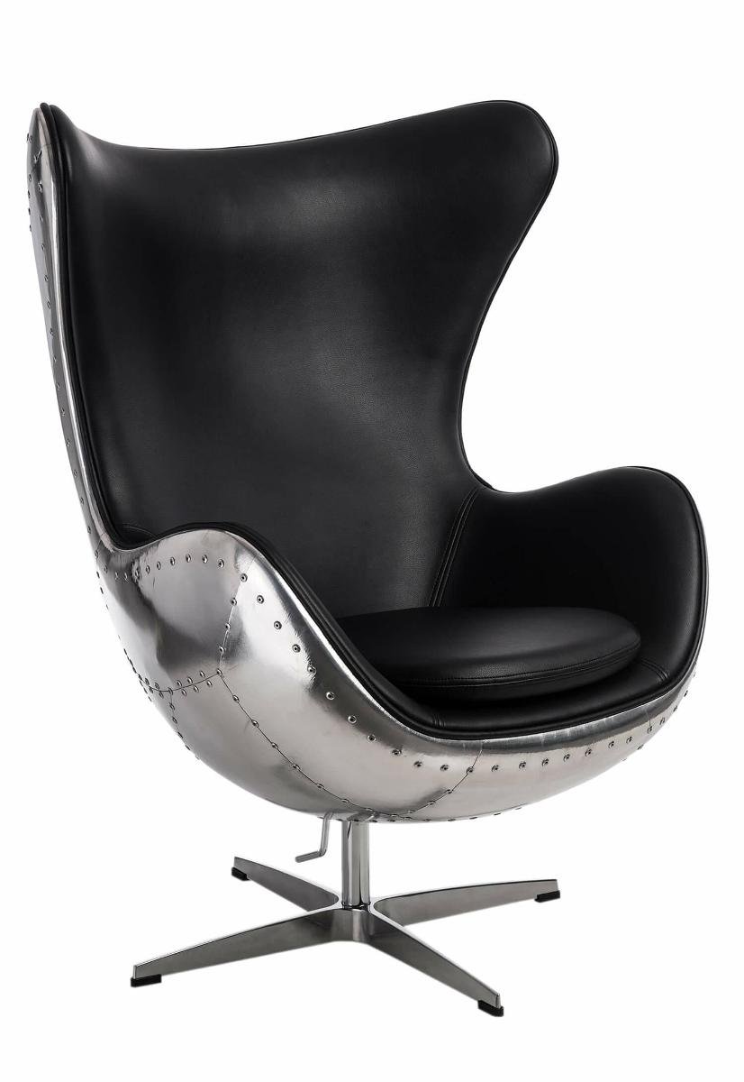 D2.Design Fotel Jajo aluminium czarne PU 78293