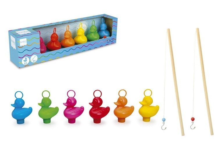 Scratch SCRATCH kaczka zabawka wędkarska dla dzieci, kompletny zestaw do zabawy, KOLOROWY, wielokolorowa