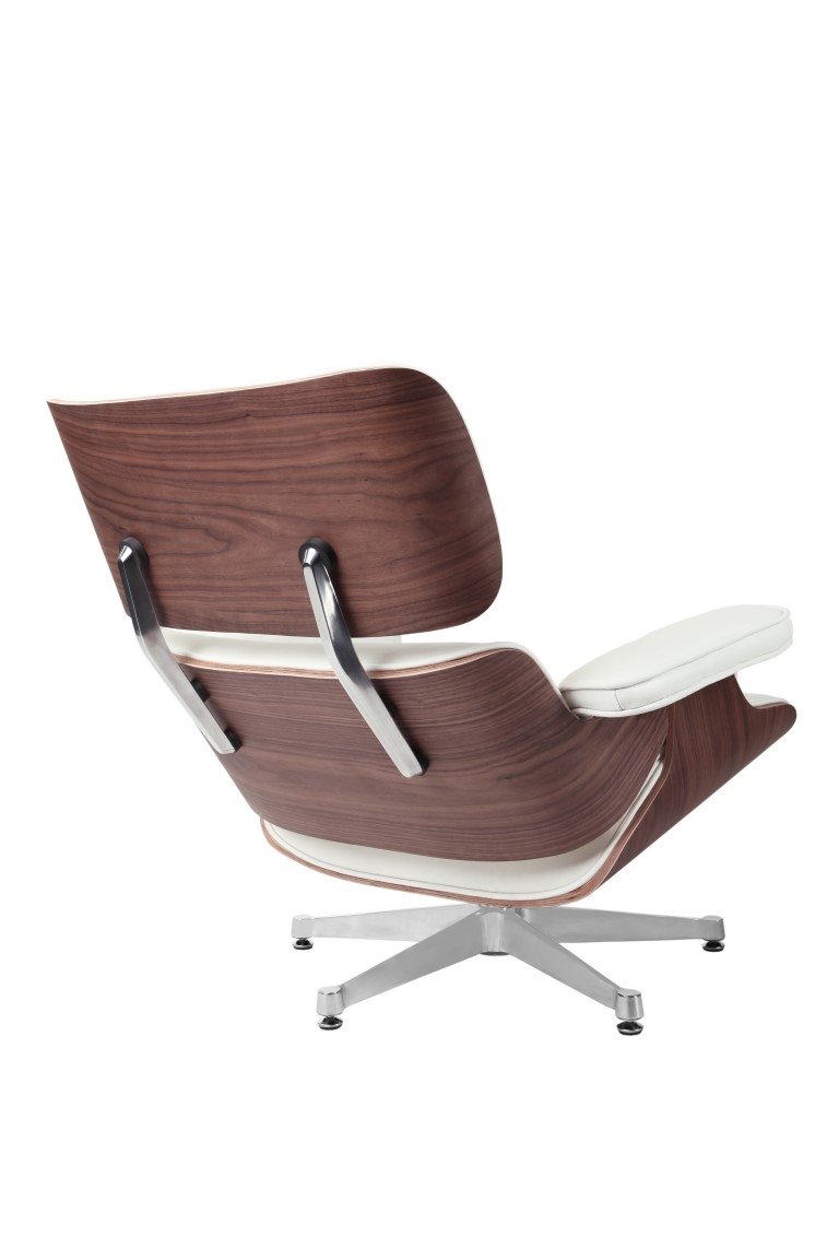 D2.Design Fotel Vip biały/walnut/srebrna baza TP 25001