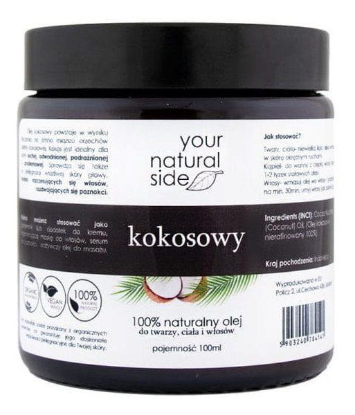 Your Natural Side 100% naturalny olej kokosowy - Nierafinowany YOUNOKNI