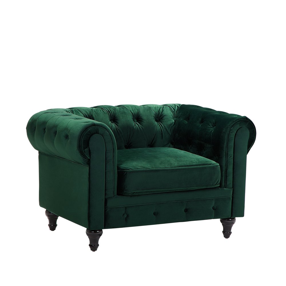 Beliani Fotel welwet zielony CHESTERFIELD