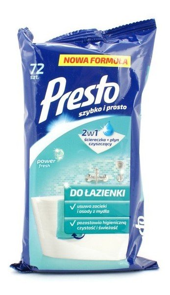 Presto Ściereczki nawilżane do czyszczenia łazienki 72 szt. (51575983)