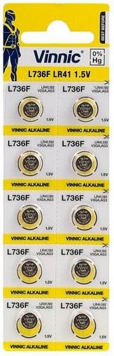 Vinnic Bateria LR41, L736F, AG3, 1,5V 10 sztuk BAL-17306