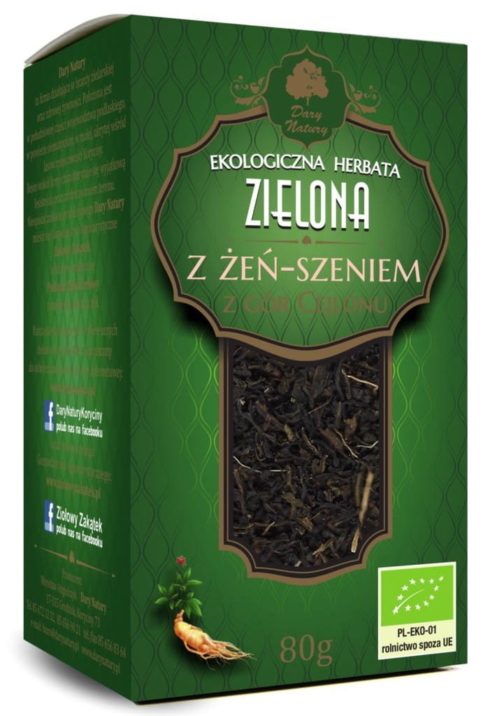 Dary Natury Mirosław Angielczyk Koryciny 73,17-31 Herbata zielona z ŻEŃ-SZENIEM BIO 80 g 000-3483-68688
