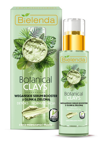 Bielenda BOTANICAL CLAYS Wegańskie serum booster z zieloną glinką 30ml