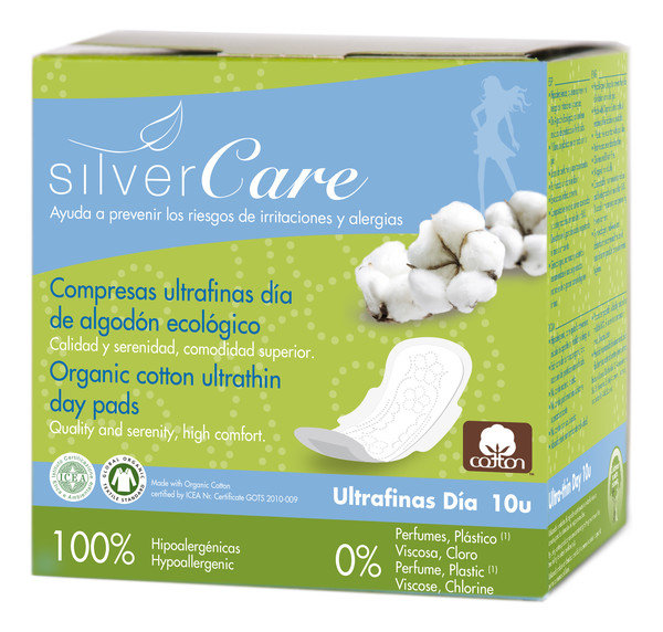 Masmi YOVEE Silver Care ultra cienkie bawełniane podpaski ze skrzydełkami na dzień 100% bawełny organicznej x 10 szt