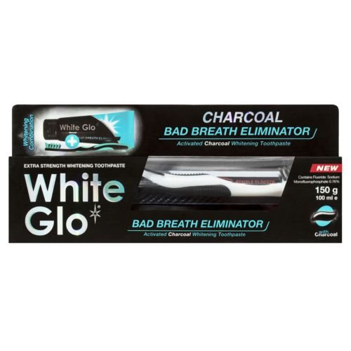 White Glo White Glo Charcoal Bad Breath Eliminator Pasta węglowa odświeżająca 100ml + szczoteczka