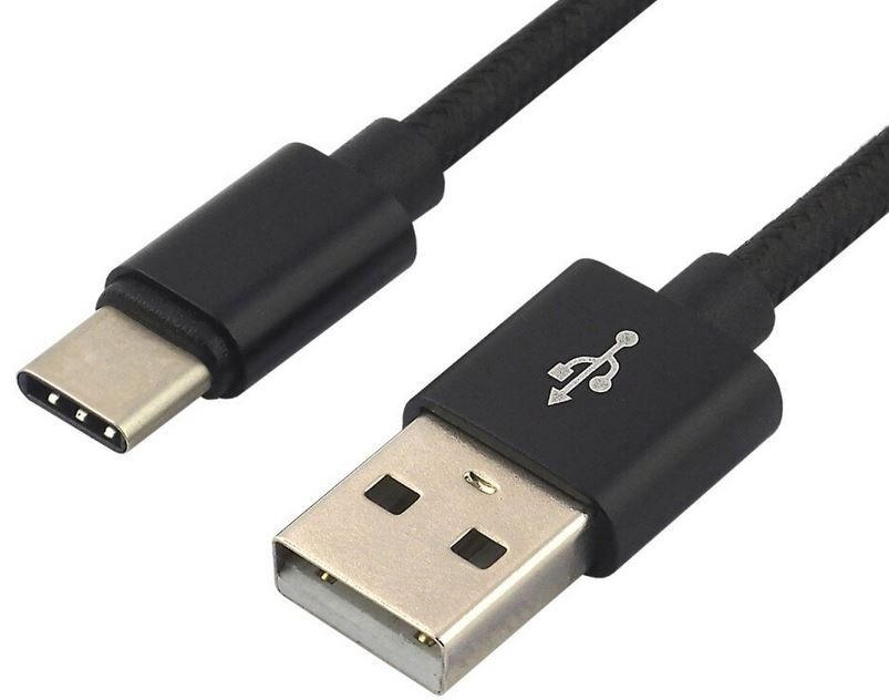 everActive Kabel przewód pleciony USB USB-C Typ-C everActive CBB-0.3CB 30cm z obsługą szybkiego ładowania do 3A czarny CBB-0.3CB